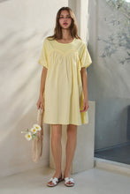 Load image into Gallery viewer, Poplin &amp; Knit Jersey Babydoll Mini Dress - Butter Yellow
