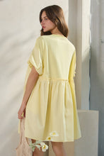 Load image into Gallery viewer, Poplin &amp; Knit Jersey Babydoll Mini Dress - Butter Yellow
