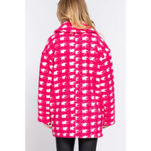 Load image into Gallery viewer, Check Print Boucle Fleece Coat in Fuchsia
