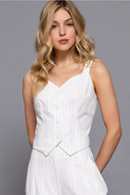 Load image into Gallery viewer, Pin Stripe Slit Vest Top - White
